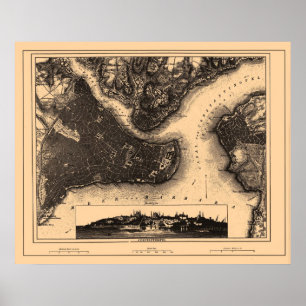 Karta i Konstantiopel Istanbul, cirka 1890-1907 Poster