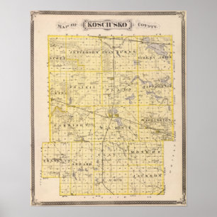 Karta i Kosciusko County Poster