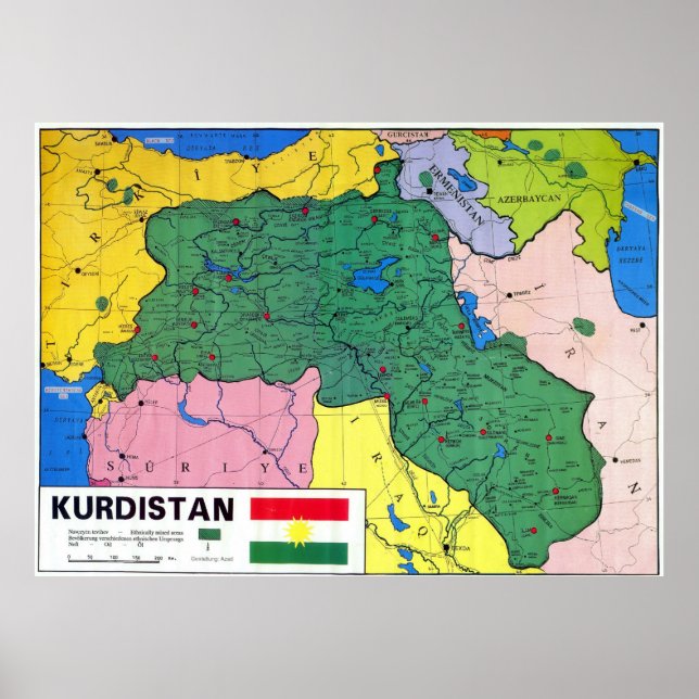 Karta i Kurdistan Poster (Framsidan)