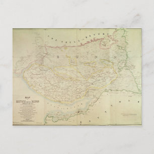 Karta i Kutch and Runn, Indien, 1854 Vykort