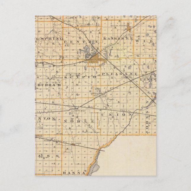 Karta i La Porte County Vykort (Framsida)