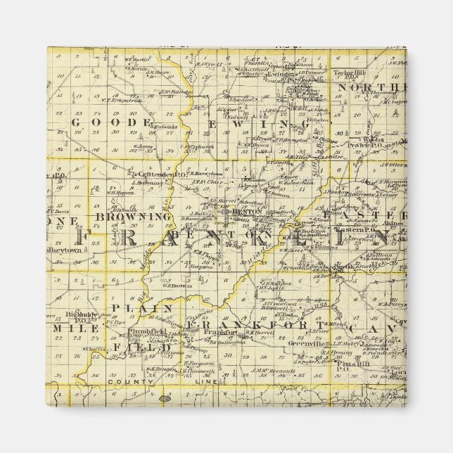 Karta i länen Franklin och Williamson Magnet (Framsidan)