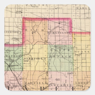 Karta i Lapeer County, Michigan Fyrkantigt Klistermärke