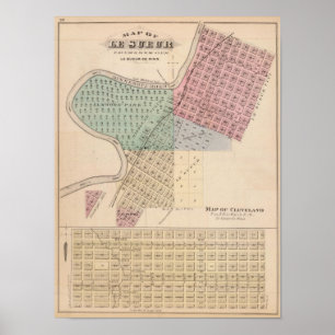 Karta i Le Sueur, Karta i Cleveland, Minnesota Poster