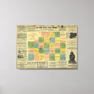 Karta i Lean County, Illinois 1886 Canvastryck