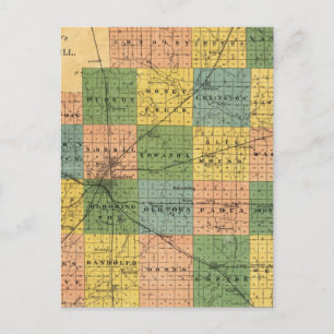 Karta i Lean County, Illinois 1886 Vykort