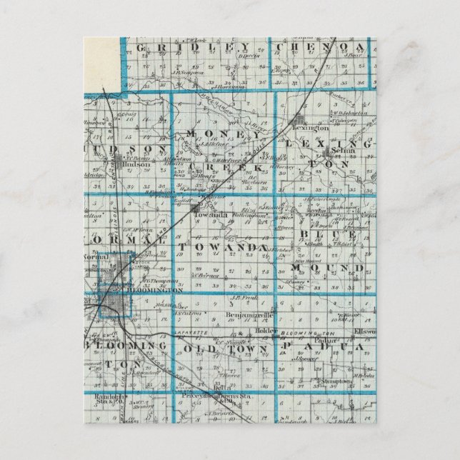 Karta i Lean County och Le Roy Vykort (Framsida)