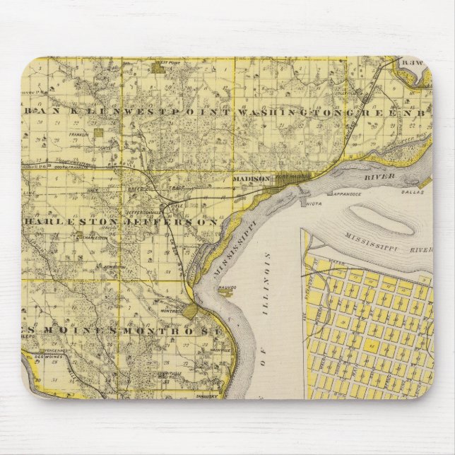 Karta i Lee County och Montrose, delstaten Iowa Musmatta (Framsidan)