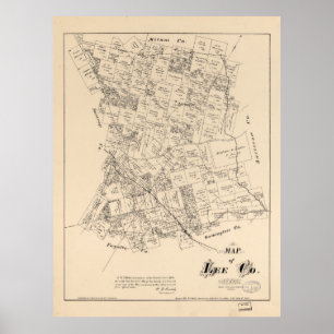 Karta i Lee County, Texas (1879) Poster