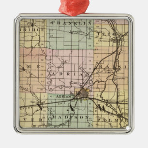 Karta i Lenawee County, Michigan Julgransprydnad Metall