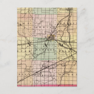 Karta i Lenawee County, Michigan Vykort