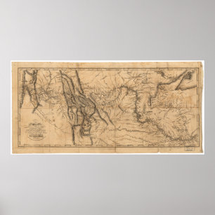 Karta i Lewis & Clarks över Westerna Amerika 1814 Poster