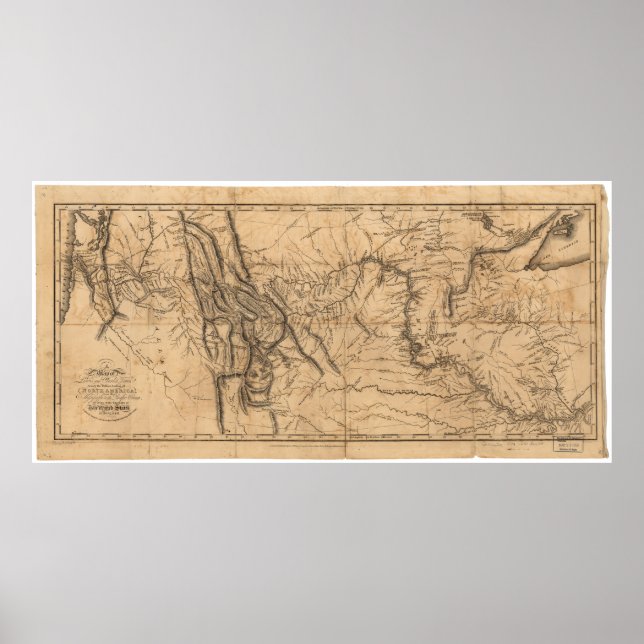 Karta i Lewis & Clarks över Westerna Amerika 1814 Poster (Framsidan)