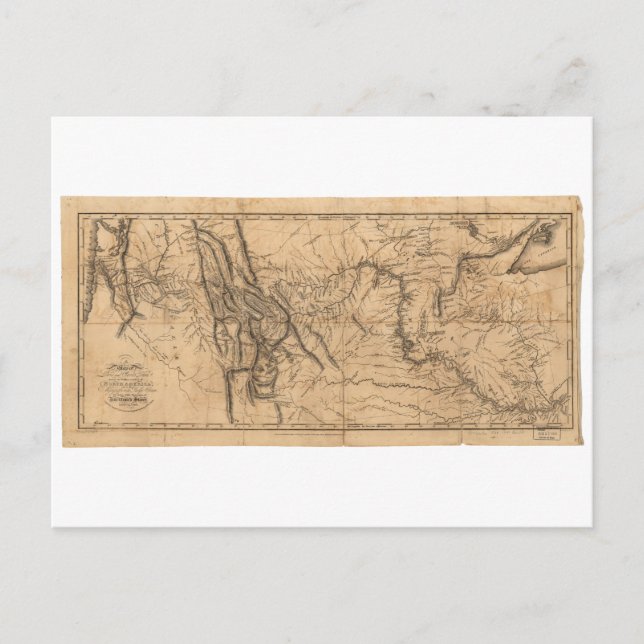 Karta i Lewis & Clarks över Westerna Amerika 1814 Vykort (Framsida)