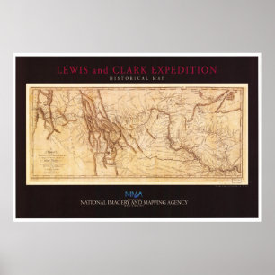 Karta i Lewis- och Clark Expedition Poster