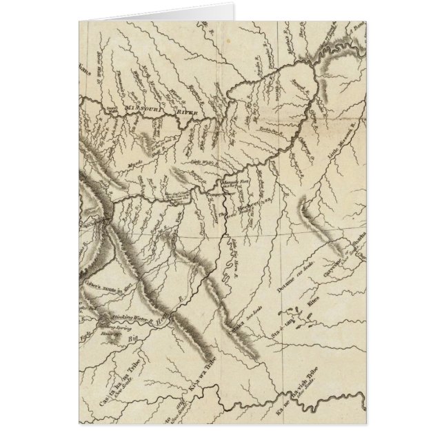 Karta i Lewis och Clark's Track Hälsningskort (Framsidan)