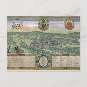 Karta i Liège, från "Civitates Orbis Terrarum" av  Vykort