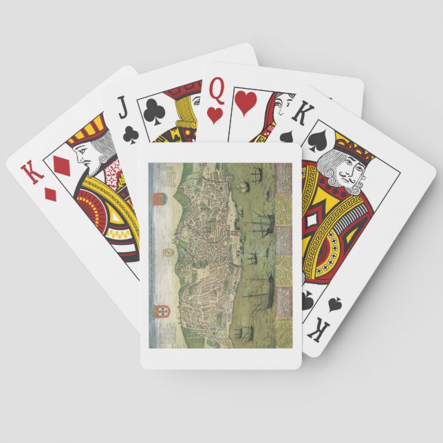 Karta i Lissabon, från "Civitates Orbis Terrarum"  Spelkort (Baksidan)