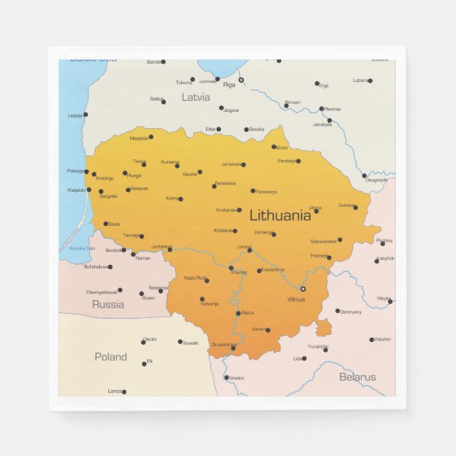 Karta i Litauen Pappersservett (Framsidan)