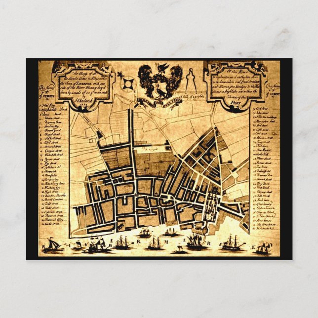 Karta i Liverpool, 1725 Vykort (Framsida)