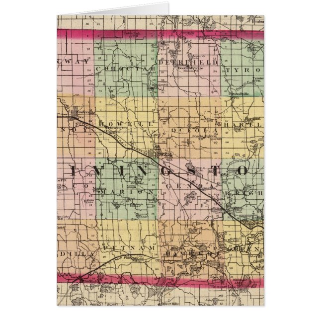 Karta i Livingston County, Michigan Hälsningskort (Framsidan)