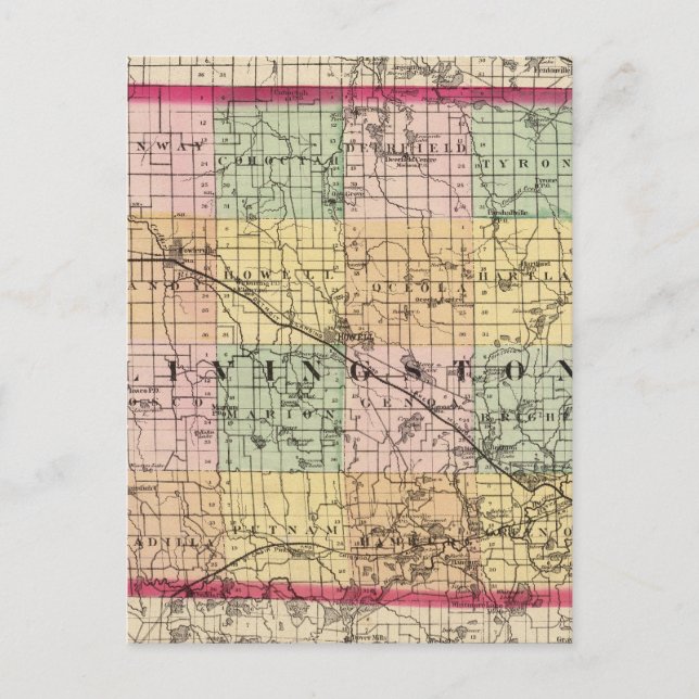 Karta i Livingston County, Michigan Vykort (Framsida)