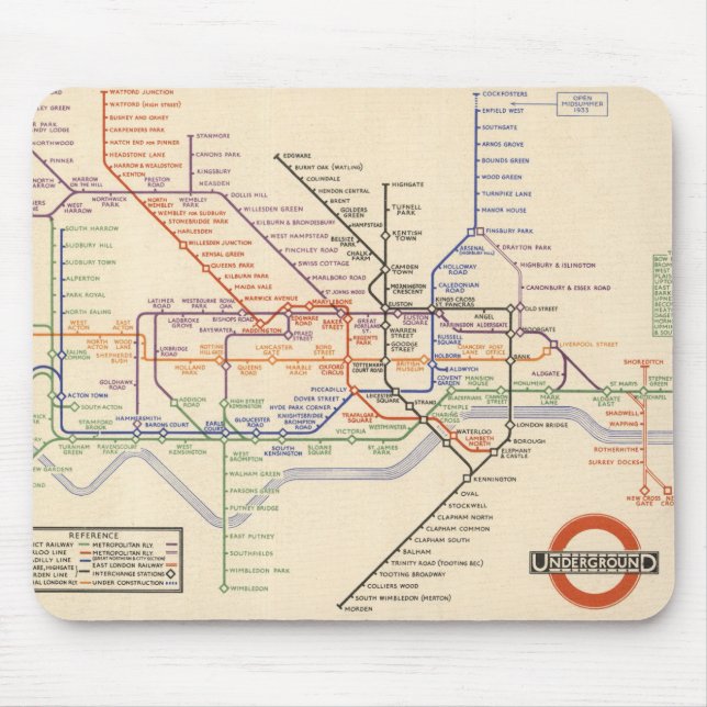 Karta i Londons tunnelbaneledningar Musmatta (Framsidan)