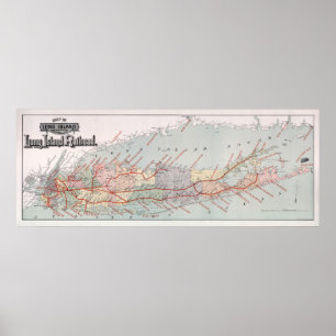 KARTA i LONG ISLAND RAILROAD 1895 Poster