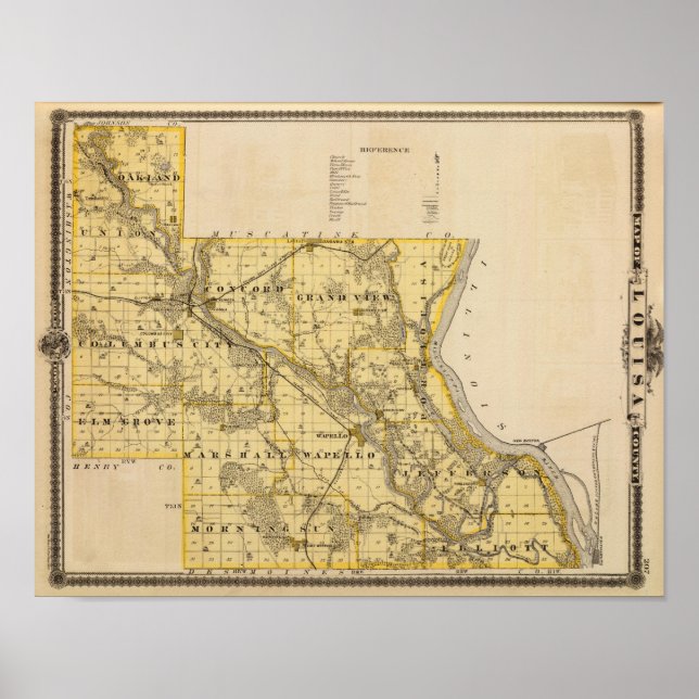 Karta i Louisa County, Iowa Poster (Framsidan)