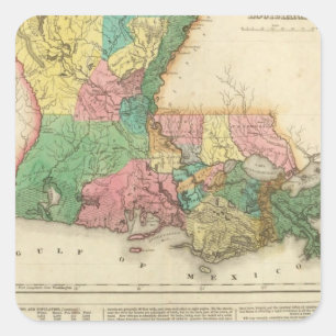 Karta i Louisiana Fyrkantigt Klistermärke