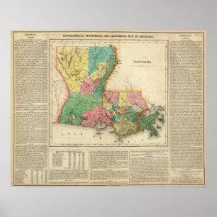 Karta i Louisiana Poster