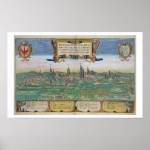 Karta i Lublin, från "Civitates Orbis Terrarum" av Poster