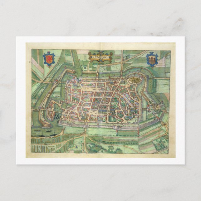 karta i Luneburg från Civitates Orbis Terrarum b Vykort (Framsida)