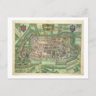 karta i Luneburg från Civitates Orbis Terrarum b Vykort