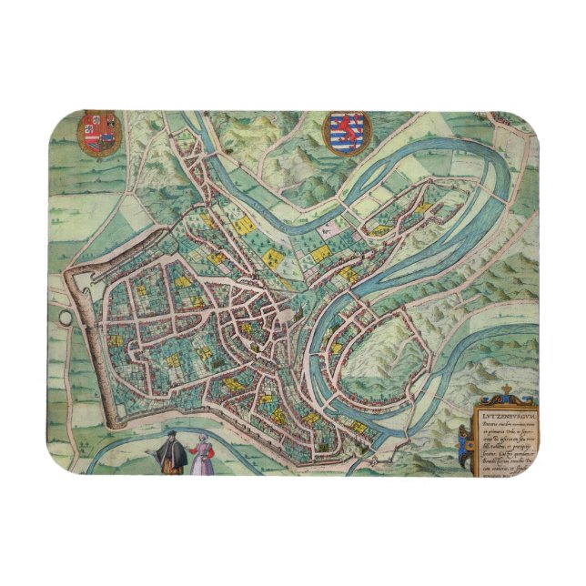 Karta i Luxemburg, från Civitates Orbis Terrarum Magnet (Horisontell)