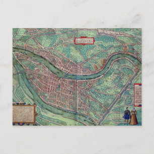 Karta i Lyon, från "Civitates Orbis Terrarum" av G Vykort