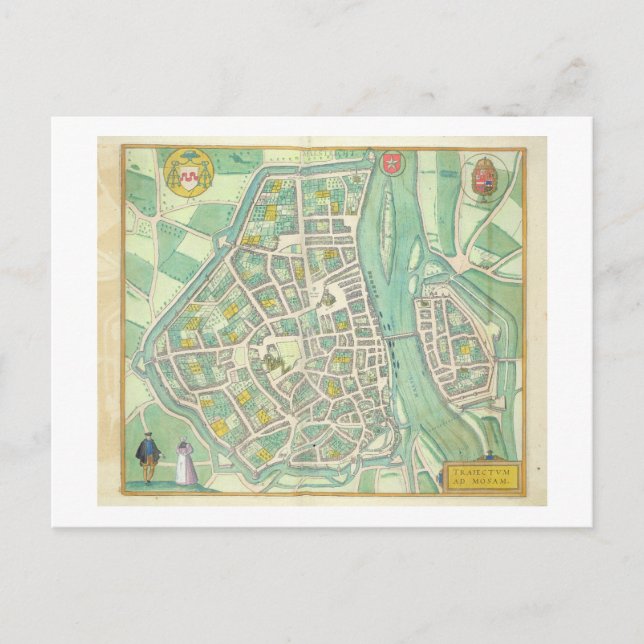 Karta i Maastricht, från Civitates Orbis Terrarum Vykort (Framsida)