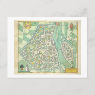 Karta i Maastricht, från Civitates Orbis Terrarum Vykort