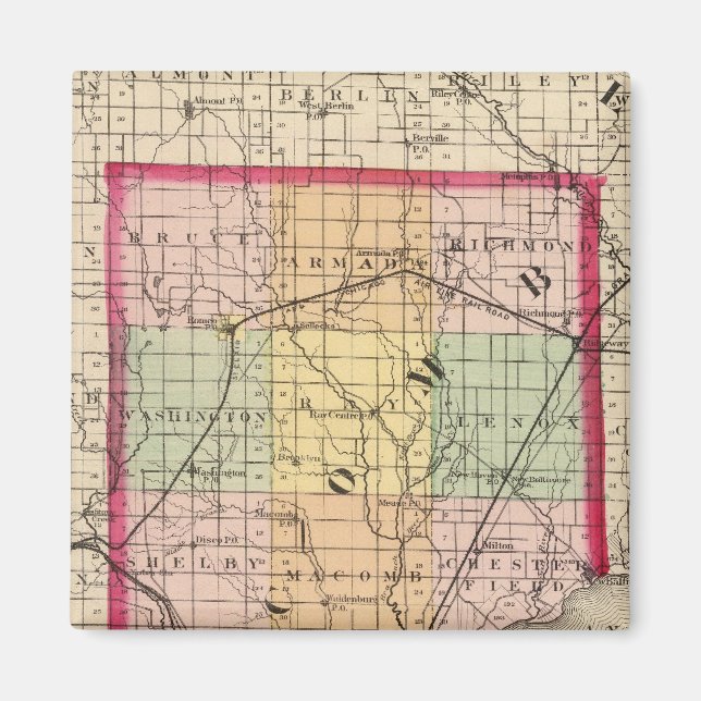 Karta i Macomb County, Michigan Magnet (Framsidan)