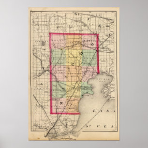 Karta i Macomb County, Michigan Poster