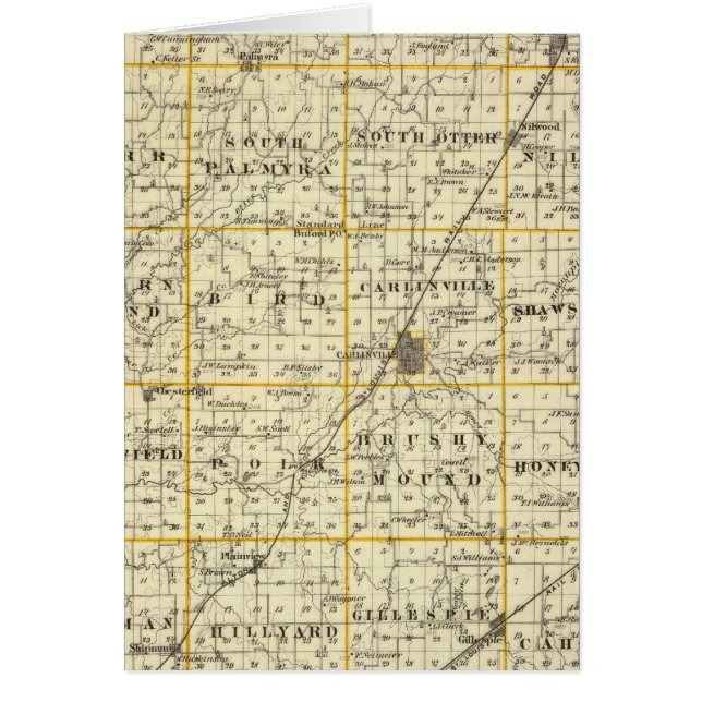 Karta i Macoupin County Hälsningskort (Framsidan)