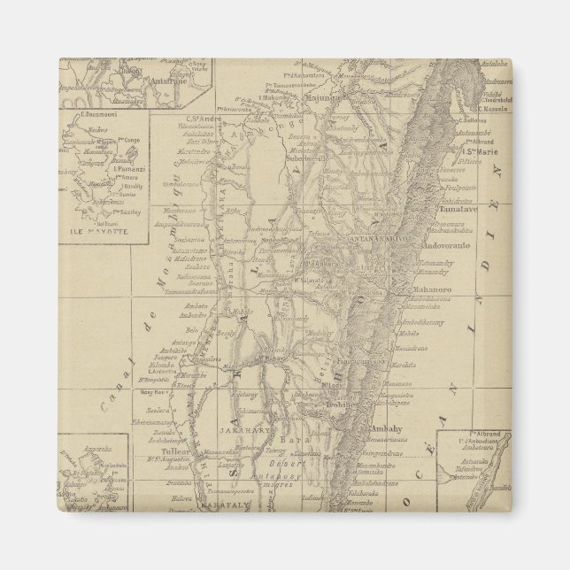 Karta i Madagaskar Magnet (Framsidan)