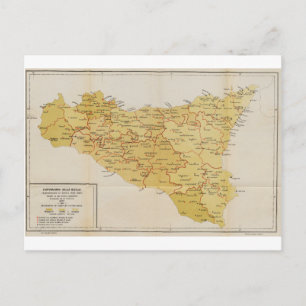 Karta i maffiaverksamheten på Sicilien Italien 190 Vykort