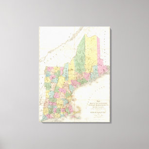 Karta i Maine, New Hampshire, Vermont Canvastryck