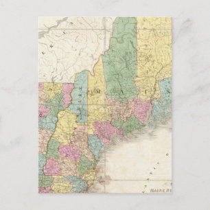 Karta i Maine, New Hampshire, Vermont Vykort
