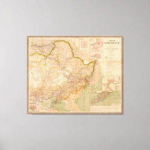 Karta i Manchuria, China (1901) Canvastryck