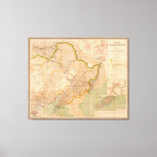 Karta i Manchuria, China (1901) Canvastryck