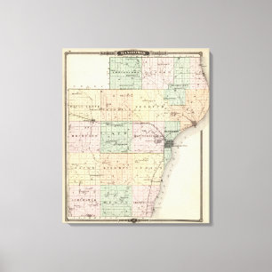 Karta i Manitowoc County, delstaten Wisconsin Canvastryck