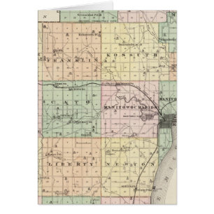 Karta i Manitowoc County, delstaten Wisconsin Hälsningskort