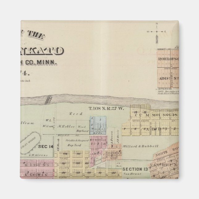 Karta i Mankato, Minnesota Magnet (Framsidan)